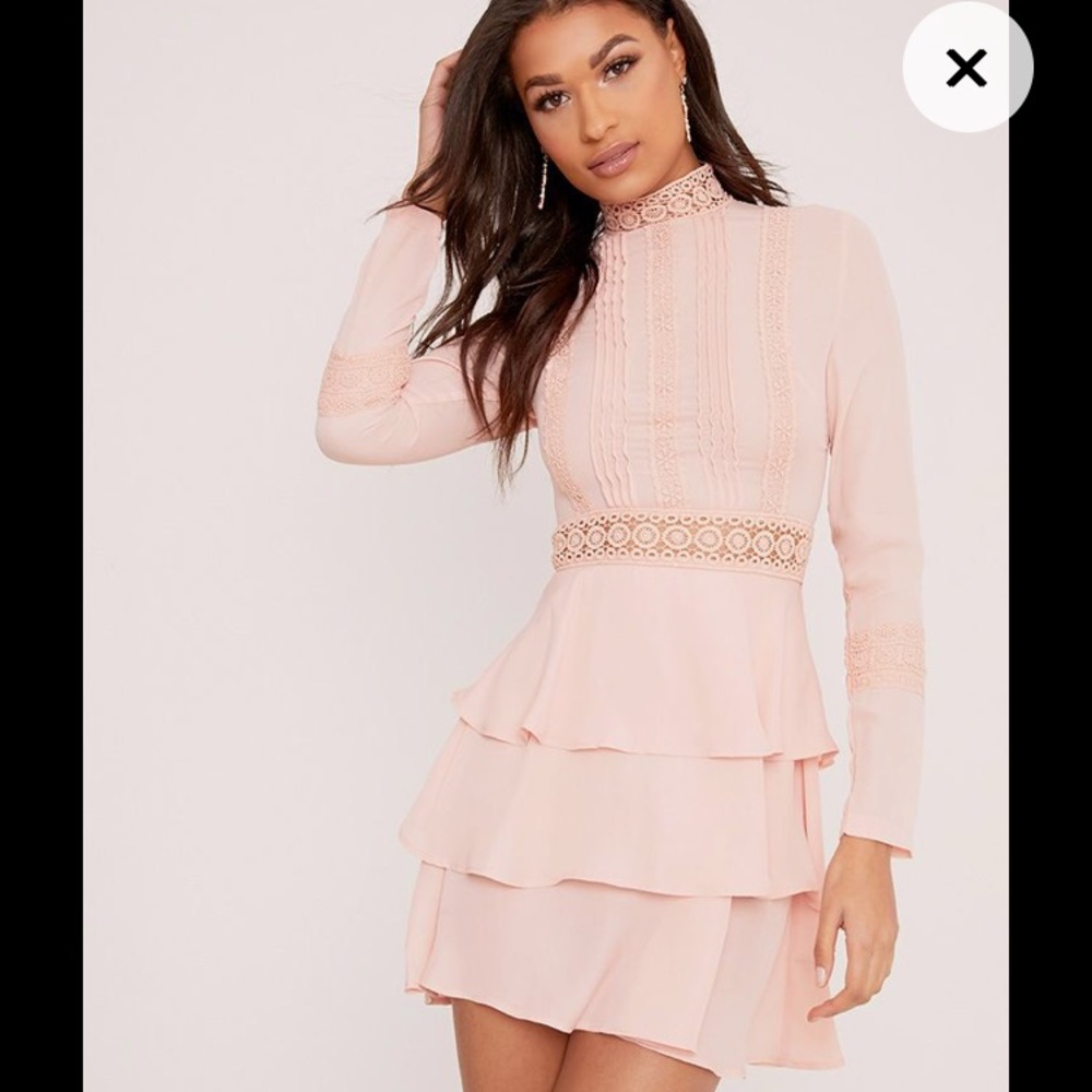 Pretty Little Thing Pink High Neck Dress